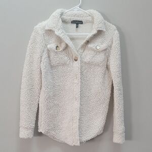 Derek Heart Cream Sherpa Button-Up Jacket